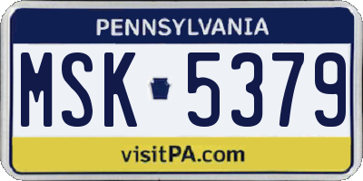 PA license plate MSK5379