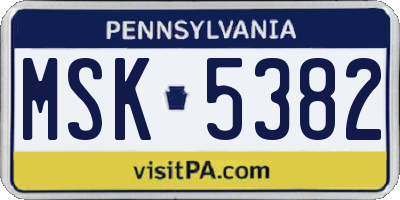 PA license plate MSK5382