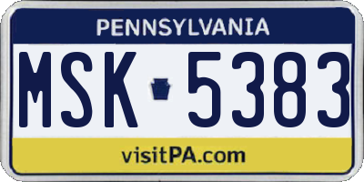 PA license plate MSK5383