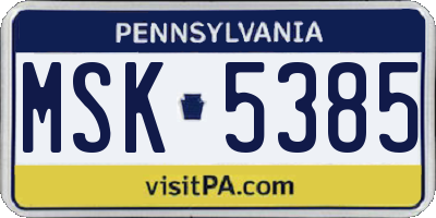 PA license plate MSK5385