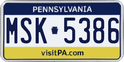 PA license plate MSK5386