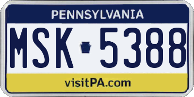 PA license plate MSK5388