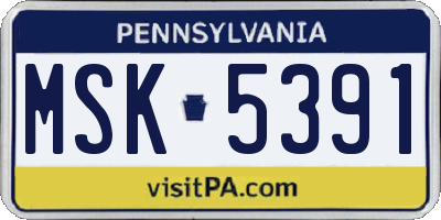PA license plate MSK5391