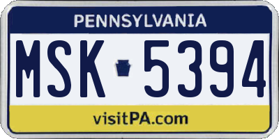 PA license plate MSK5394
