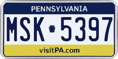 PA license plate MSK5397