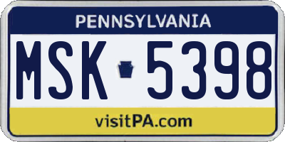 PA license plate MSK5398