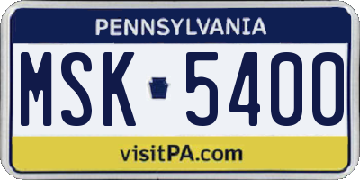 PA license plate MSK5400