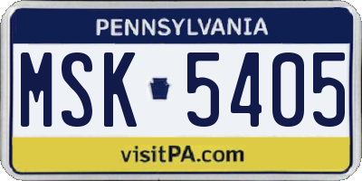 PA license plate MSK5405
