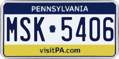 PA license plate MSK5406
