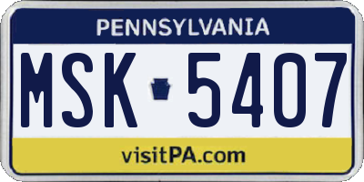 PA license plate MSK5407
