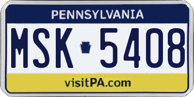 PA license plate MSK5408