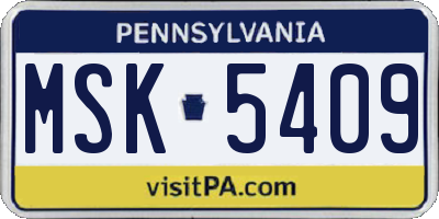 PA license plate MSK5409