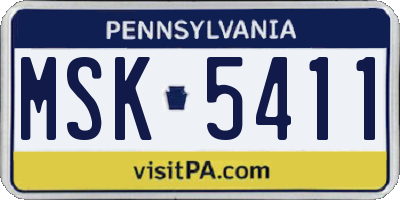 PA license plate MSK5411