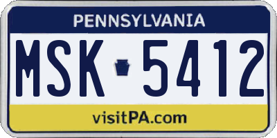 PA license plate MSK5412