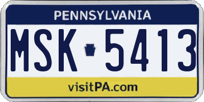 PA license plate MSK5413