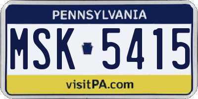 PA license plate MSK5415