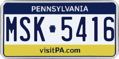 PA license plate MSK5416