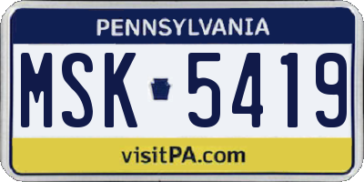 PA license plate MSK5419