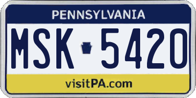 PA license plate MSK5420