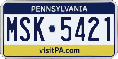 PA license plate MSK5421