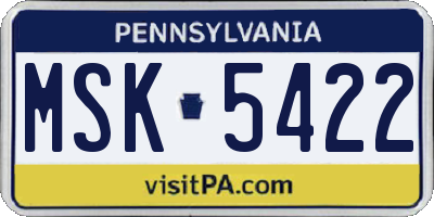PA license plate MSK5422
