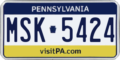 PA license plate MSK5424