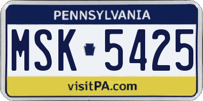 PA license plate MSK5425