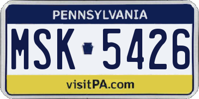 PA license plate MSK5426