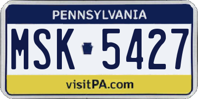 PA license plate MSK5427