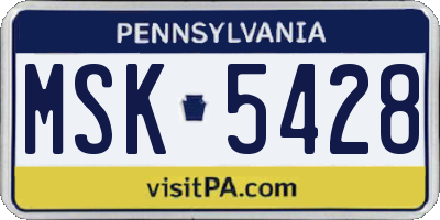 PA license plate MSK5428