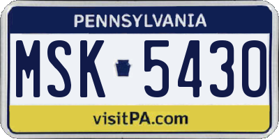 PA license plate MSK5430