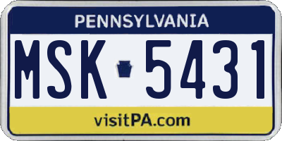 PA license plate MSK5431