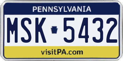 PA license plate MSK5432