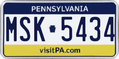 PA license plate MSK5434