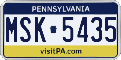 PA license plate MSK5435