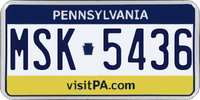 PA license plate MSK5436