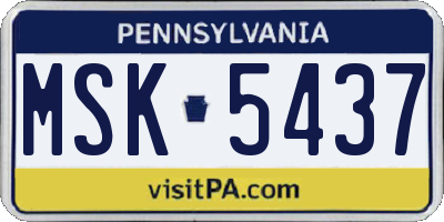 PA license plate MSK5437