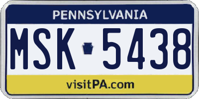 PA license plate MSK5438