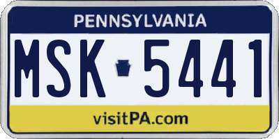 PA license plate MSK5441