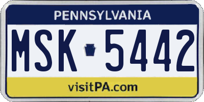 PA license plate MSK5442