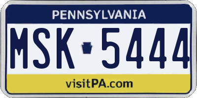 PA license plate MSK5444