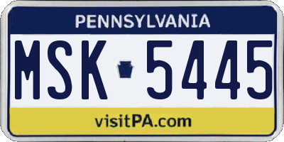 PA license plate MSK5445