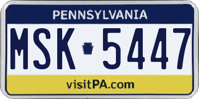 PA license plate MSK5447