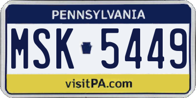 PA license plate MSK5449