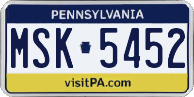 PA license plate MSK5452
