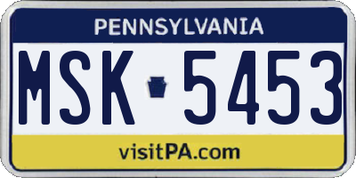 PA license plate MSK5453