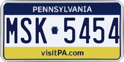 PA license plate MSK5454