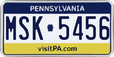PA license plate MSK5456