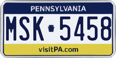 PA license plate MSK5458