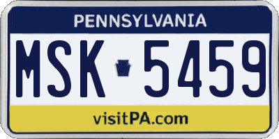 PA license plate MSK5459